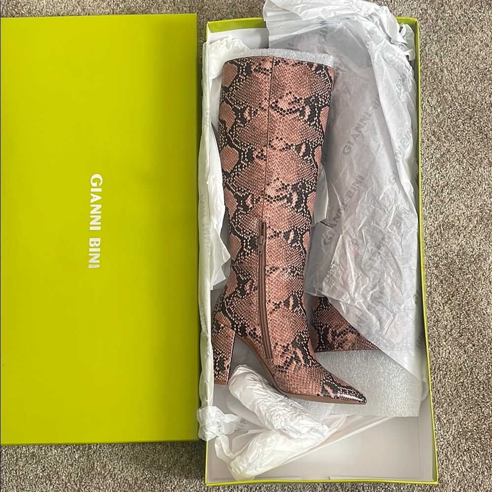Gianni Bini Pink Snake Print Women's Boots